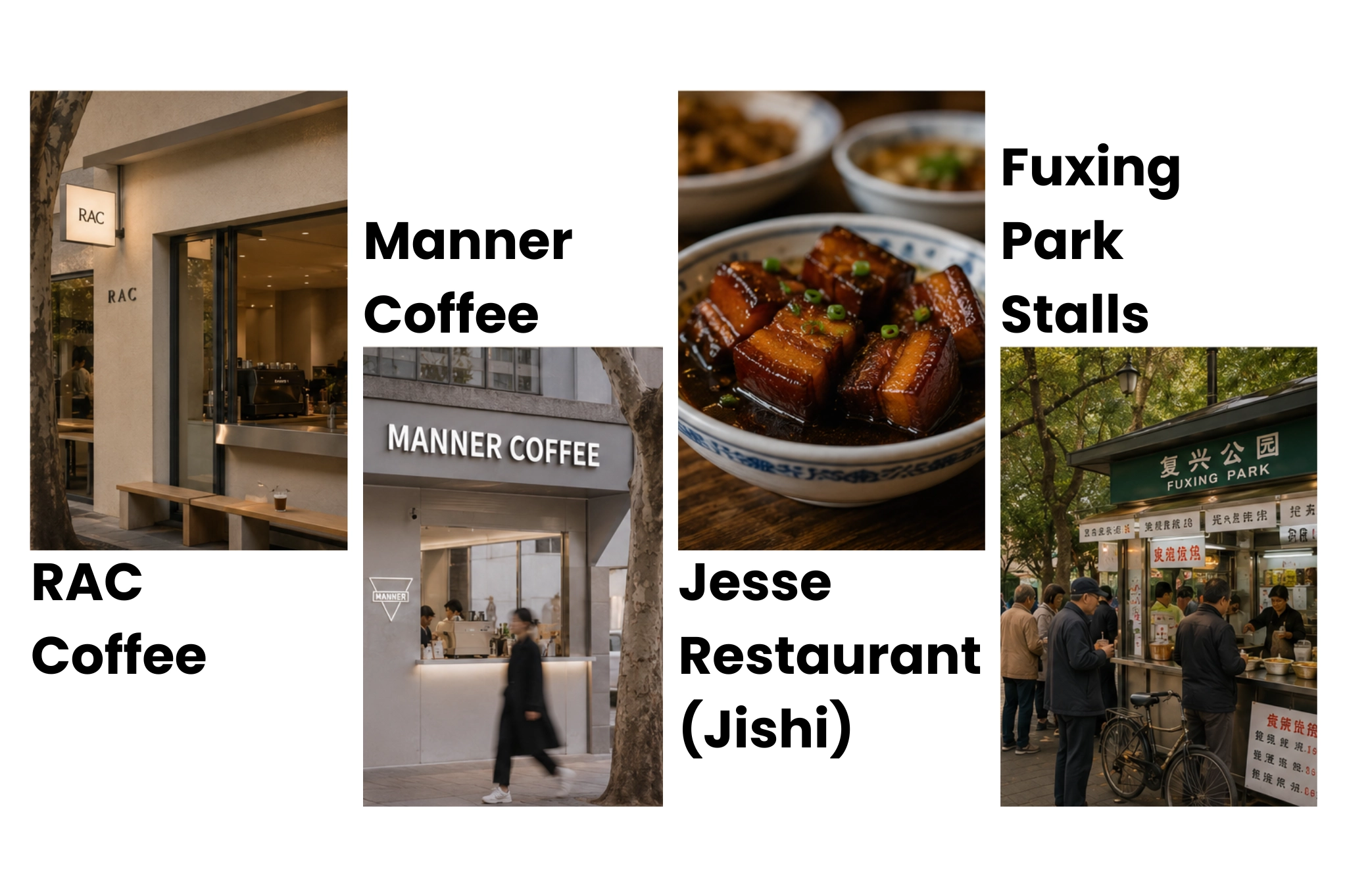 RAC Coffee, Manner Coffee, Jesse Restaurant, Fuxing Park Stalls