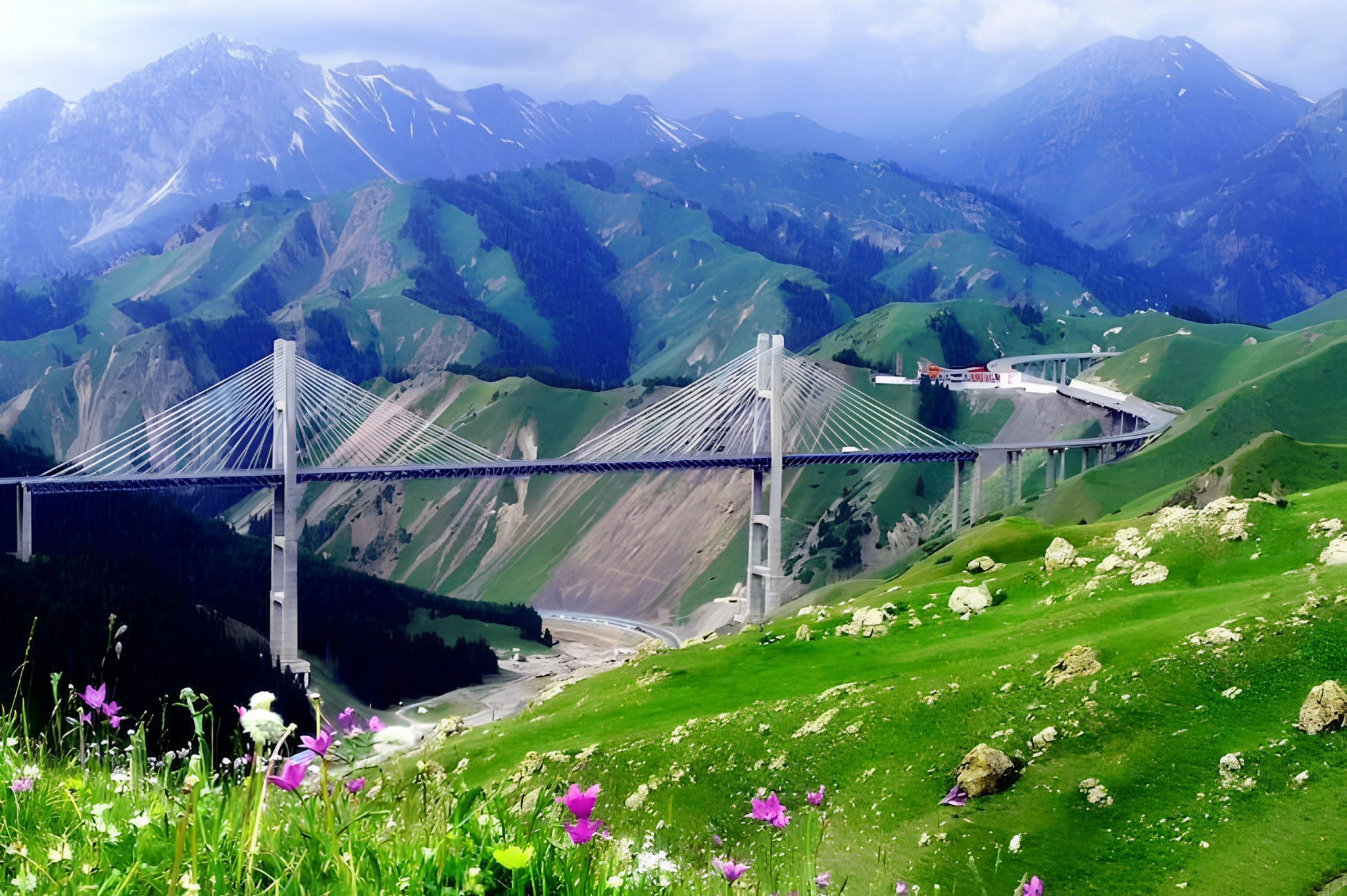 ili, sayram lake, guozigou, silkroad, xinjiang, guozigou bridge