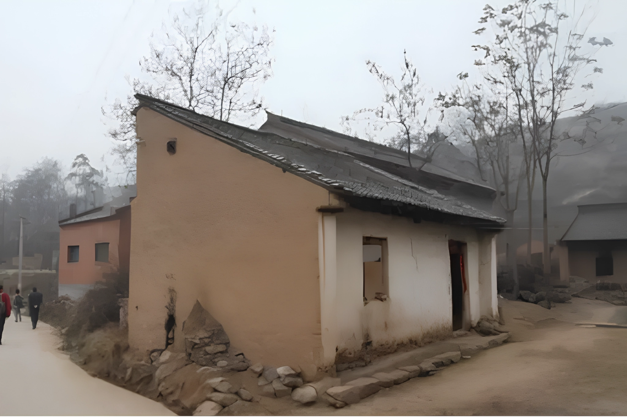 shaanxi, xi an, half roof house